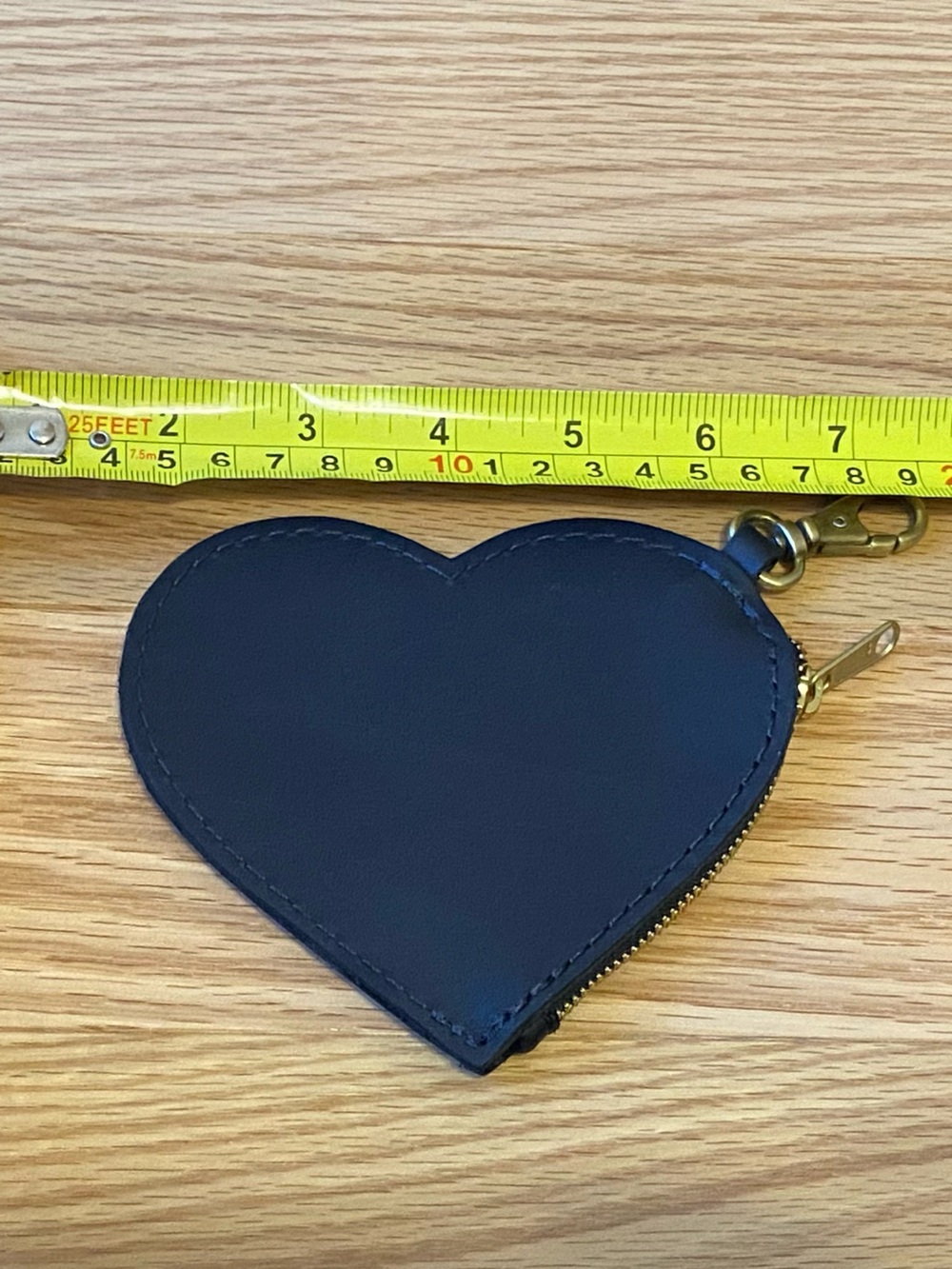 Portland Leather Black Heart Zip Coin Pouch with Gold Hardware - Picture 4 of 5